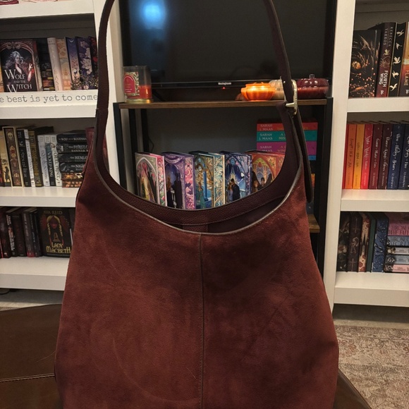 ♠️Kate Spade 454 Suede Large Shoulder Bag, Dark Merlot Burgundy Wine Red NEW NWT - Picture 5 of 9